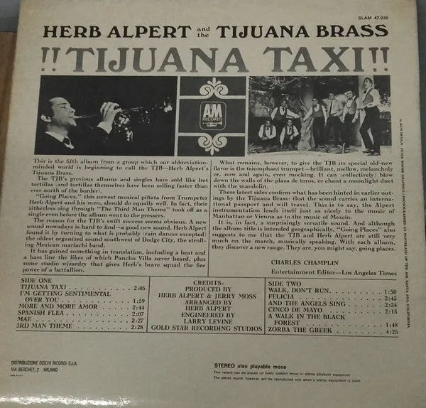 Herb Alpert Tijuana Taxi LP vinile A&M easy listening