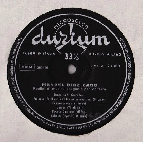 Manuel Diaz Cano Recital Musica Spagnola vinile LP 1963