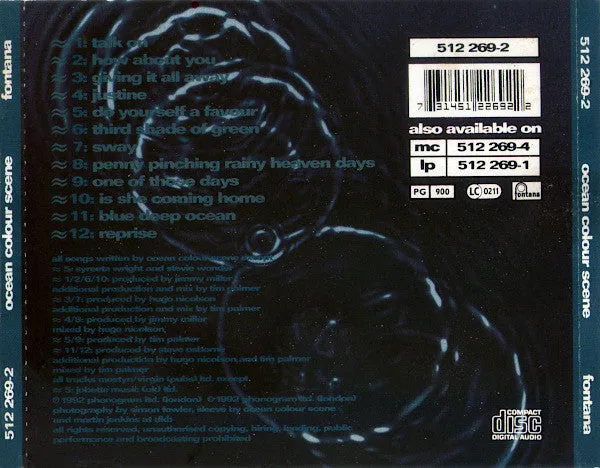 Ocean Colour Scene Ocean Colour Scene CD album 1992 booklet