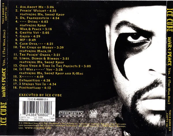 Ice Cube War & Peace Vol.1 The War Disc CD hip hop