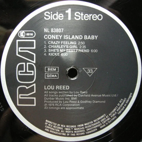 Lou Reed Coney Island Baby vinile LP ristampa glam