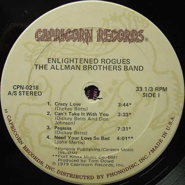 Allman Brothers Band Enlightened Rogues LP usato VG+ gatefold