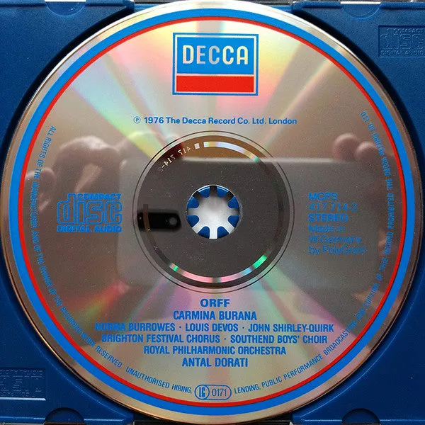 Orff Carmina Burana Dorati CD Decca classica