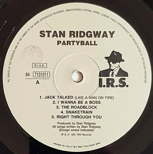 Stan Ridgway Partyball LP usato synth-pop
