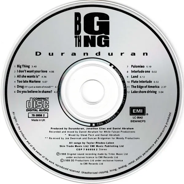 Duran Duran Big Thing CD album synth-pop Europa 1988