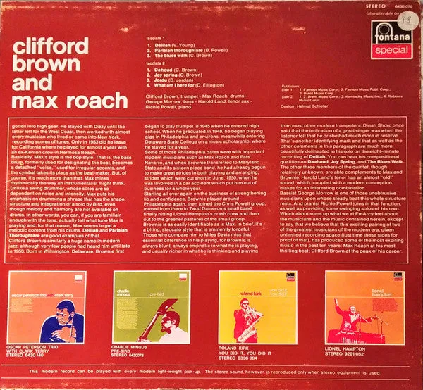Clifford Brown Max Roach LP vinile hard bop NM