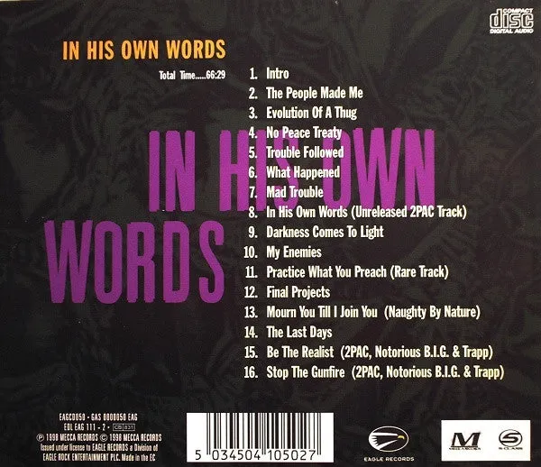 2Pac In His Own Words CD compilation intervista