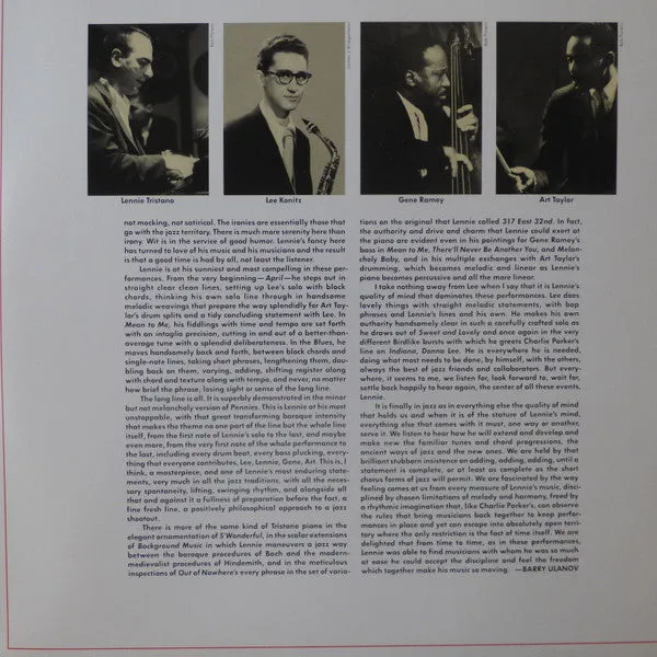 Lennie Tristano Quartet 2xLP cool jazz Atlantic 1981