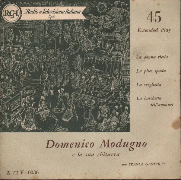 Domenico Modugno Sua Chitarra 7" EP Vinile Mono 1953 VG+
