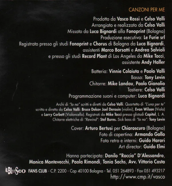 Vasco Rossi Canzoni Per Me CD album NM pop rock