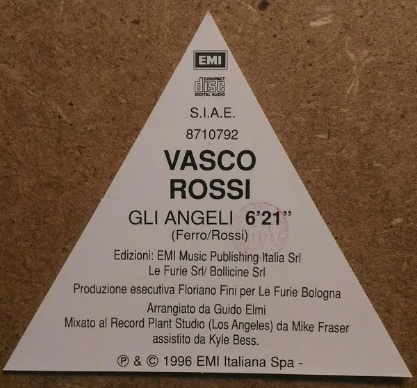 Vasco Rossi Gli Angeli CD shape single 1997 raro