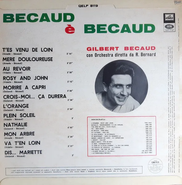 Gilbert Bécaud Bécaud È Bécaud LP chanson 1965