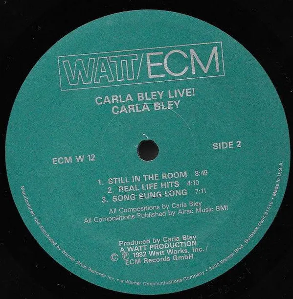 Carla Bley Live! LP vinile US 1982 NM