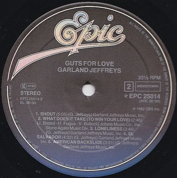 Garland Jeffreys Guts For Love lp vinile usato VG+ 1982