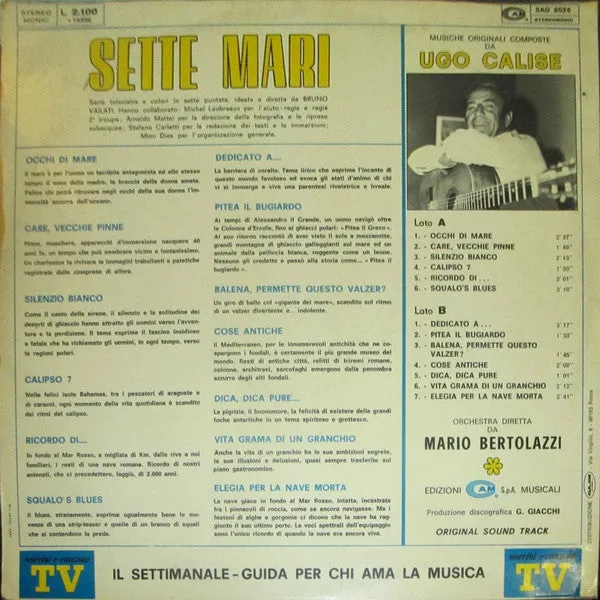 Ugo Calise Sette Mari LP colonna sonora 1969 VG