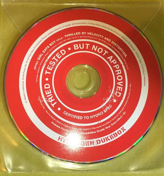 Girl Eats Boy Thrilled By Velocity & Distortion CD album promo