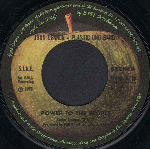 John Lennon Power To The People 45 giri 7" italiano