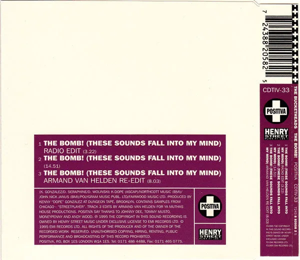 Bucketheads The Bomb! CD Singolo House 1995