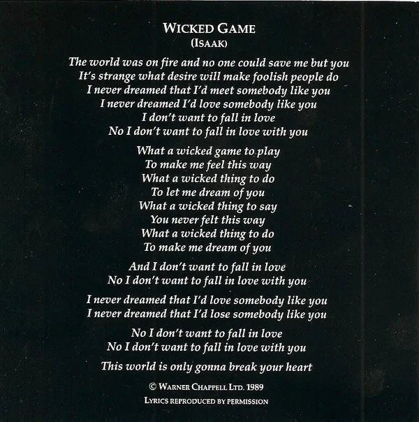 Chris Isaak Wicked Game CD compilation pop rock tedesca