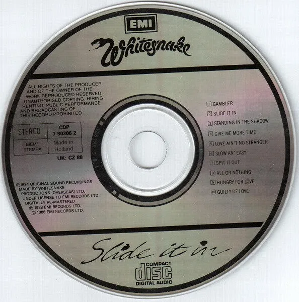 Whitesnake Slide It In CD album hard rock ristampa
