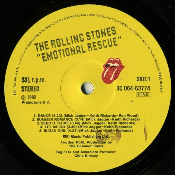 Rolling Stones Emotional Rescue LP vinile 1980 con inserto