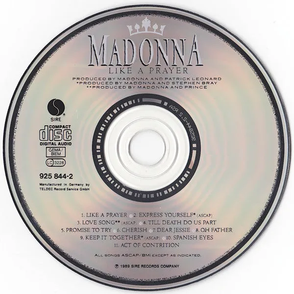 Madonna Like A Prayer CD album Europa 1989