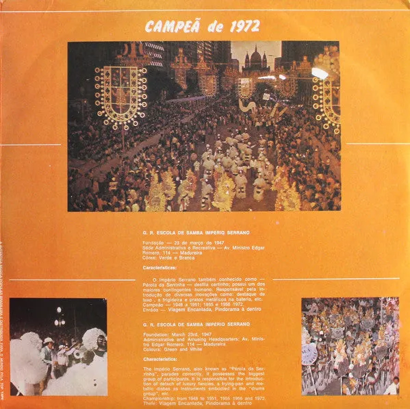 Various Sambas De Enredo vinile LP usato samba 1972