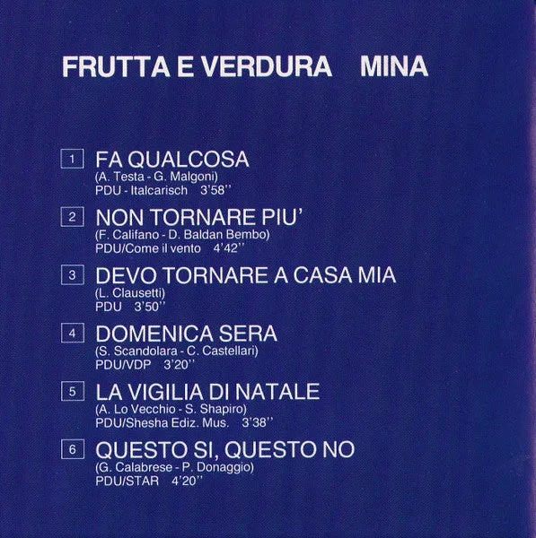 Mina Frutta E Verdura CD album ristampa ballad vocal