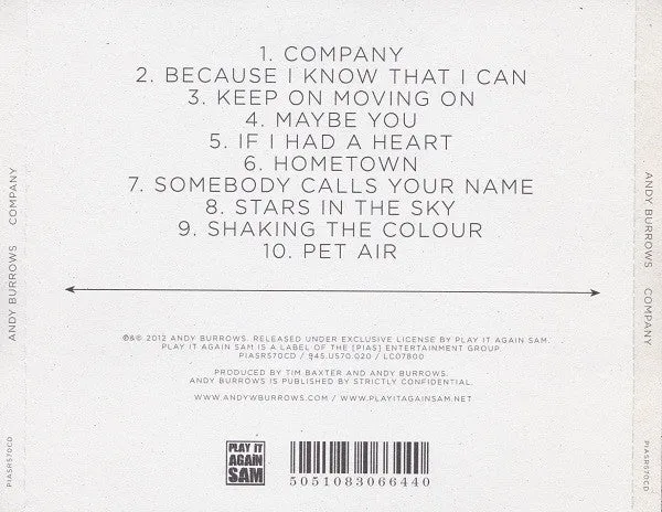 Andy Burrows Company CD album 2012 pop rock