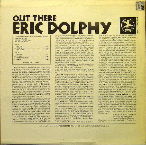 Eric Dolphy Out There vinile LP ristampa jazz
