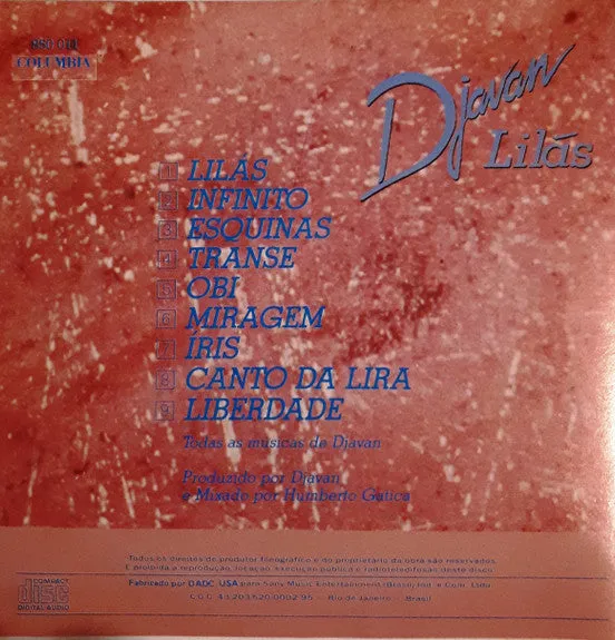 Djavan Lilás CD ristampa MPB VG copertina VG+