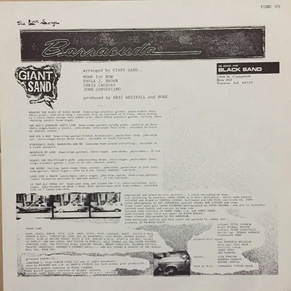 Giant Sand The Love Songs LP alternative con testi