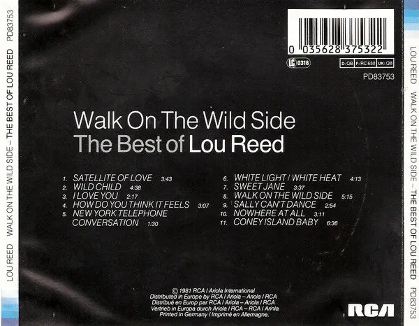 Lou Reed Walk On The Wild Side CD compilation classic rock