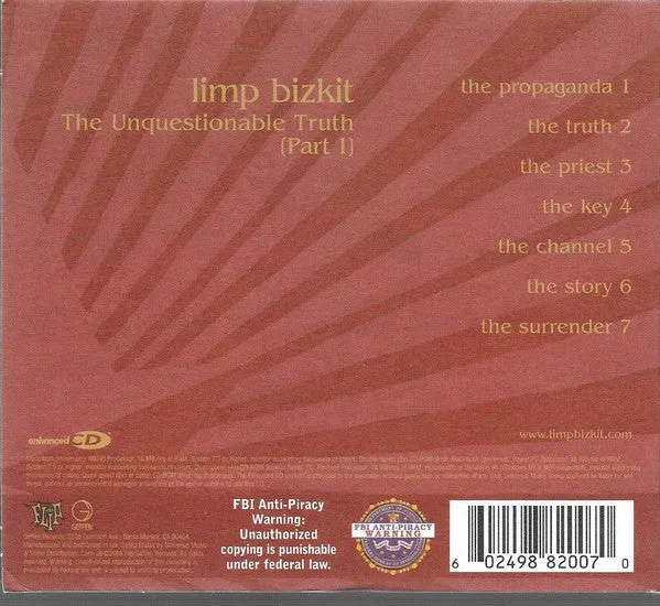 Limp Bizkit Unquestionable Truth Part 1 CD digipak
