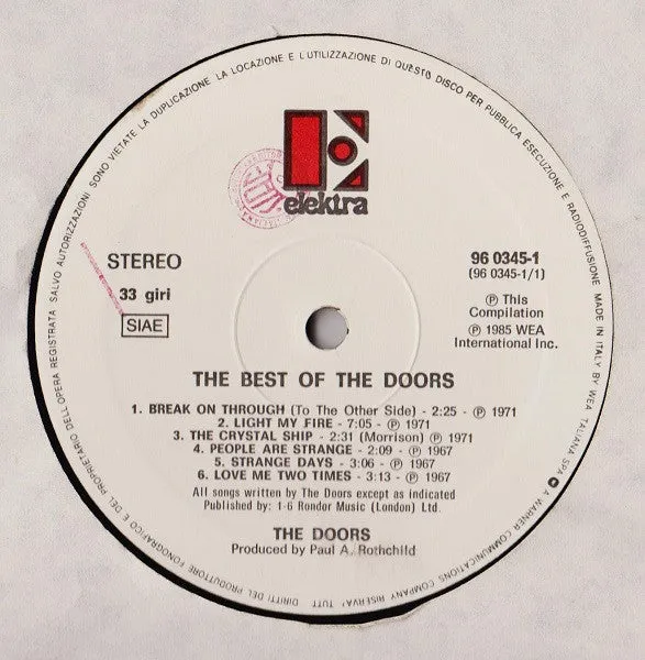 The Doors Best Of Doors 2xLP gatefold remaster usato