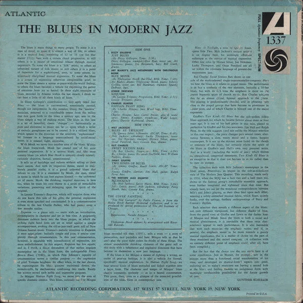 Various The Blues In Modern Jazz LP vinile mono 1960