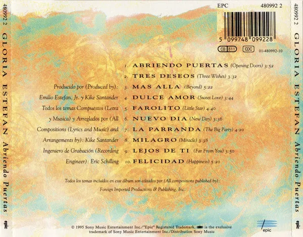 Gloria Estefan Abriendo Puertas CD album salsa jewel case