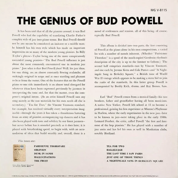 Bud Powell Genius vinile LP mono 180g ristampa