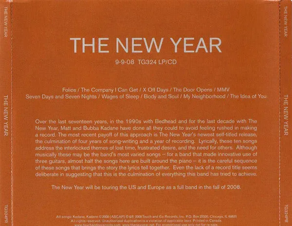 The New Year The New Year CD promo usato indie rock
