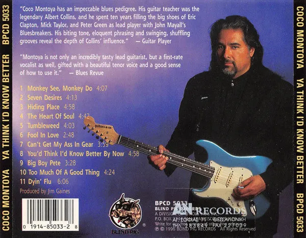 Coco Montoya Ya Think I'd Know Better CD blues usato