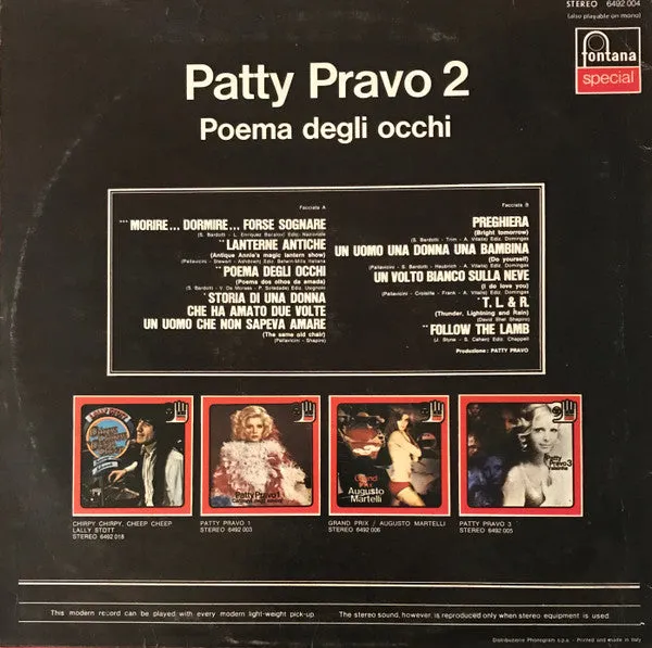 Patty Pravo Patty Pravo 2 Poema Degli Occhi vinile LP