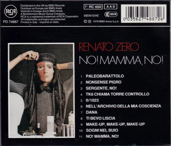 Renato Zero No Mamma No CD album ristampa