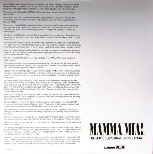 Various Mamma Mia Soundtrack doppio vinile disco mint