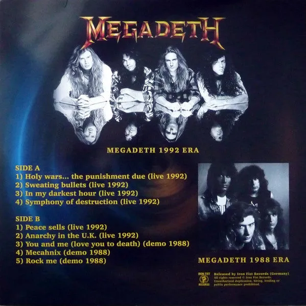 Megadeth Demos 1988 Live 1992 vinile LP thrash unofficial