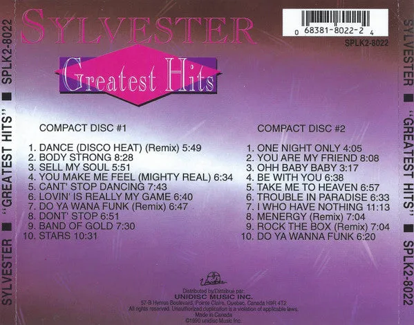 Sylvester Greatest Hits 2xCD compilation disco VG+ Canada