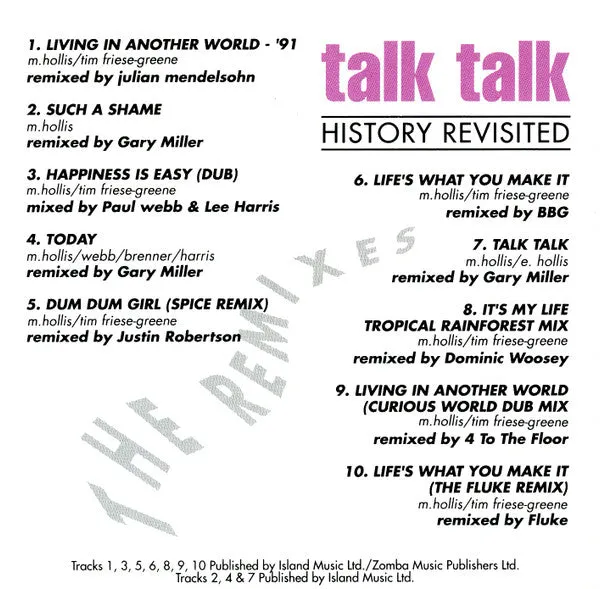 Talk Talk History Revisited The Remixes CD compilation 1991 Near Mint