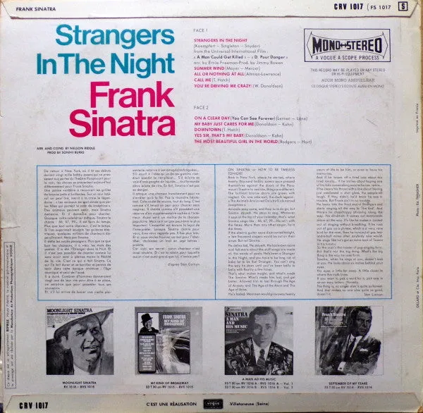 Frank Sinatra Strangers In The Night vinile LP edizione francese 1966