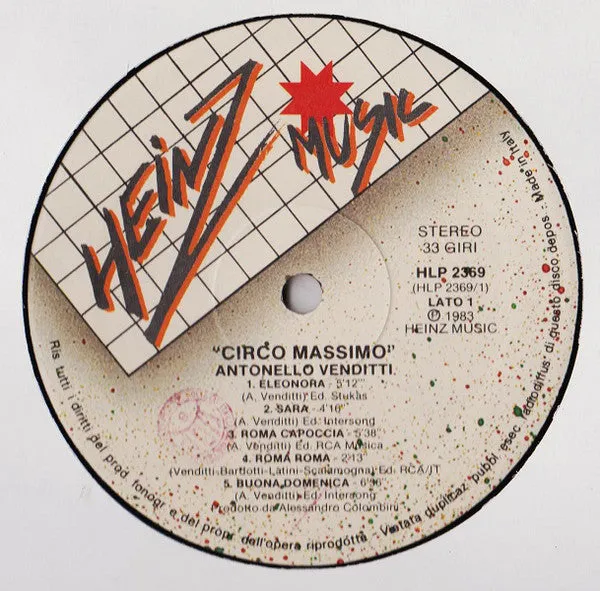 Antonello Venditti Circo Massimo LP vinile 1983 VG+