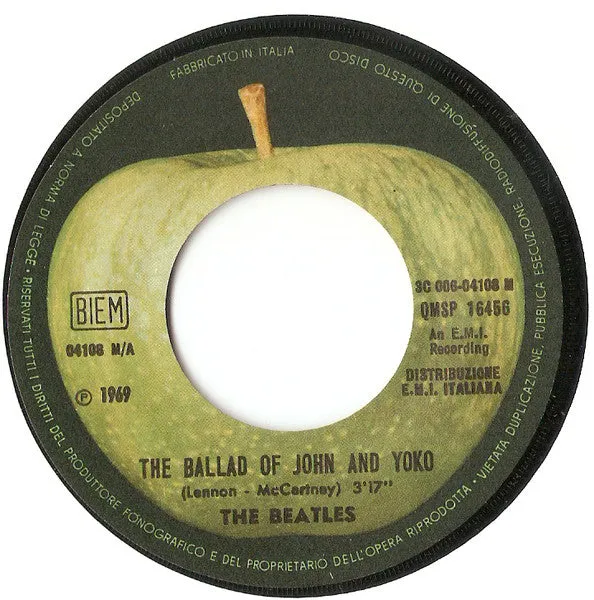 Beatles The Ballad Of John And Yoko vinile 7" usato VG+ Italia