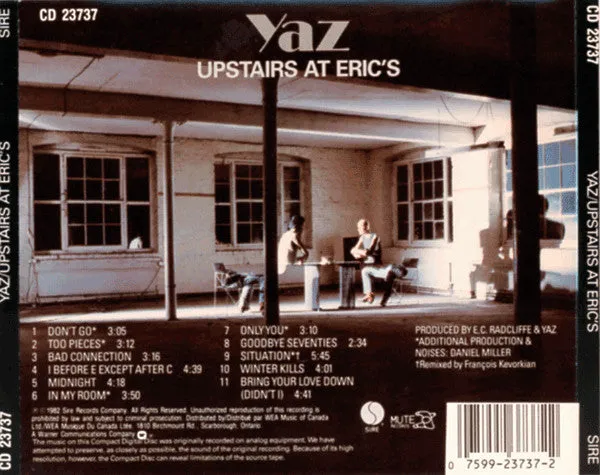 Yazoo Upstairs At Eric's CD synth-pop